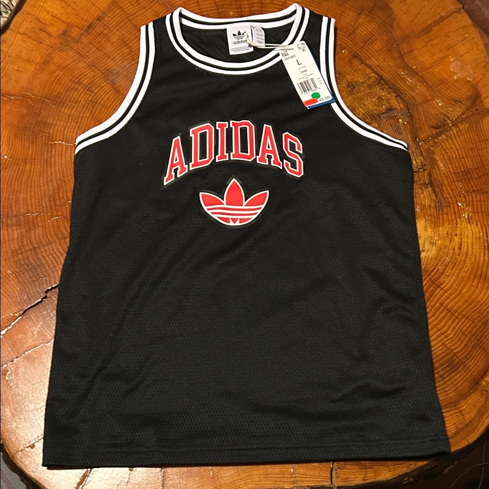 Adidas Kids Black & Red Tank Top Jersey Kids Large *Create Bundle* NWT 🏀